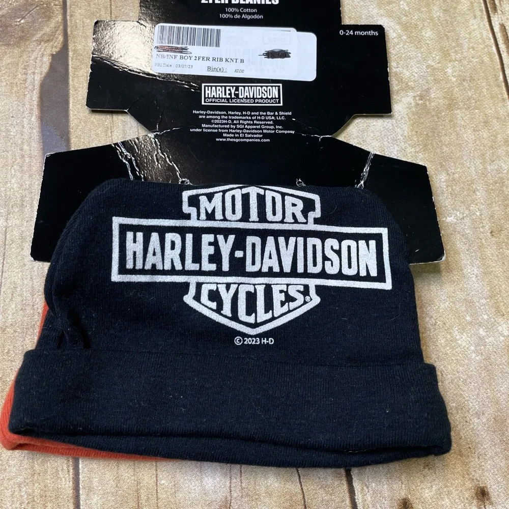 Harley-Davison NWT Baby 2fer Beanies Caps Hats